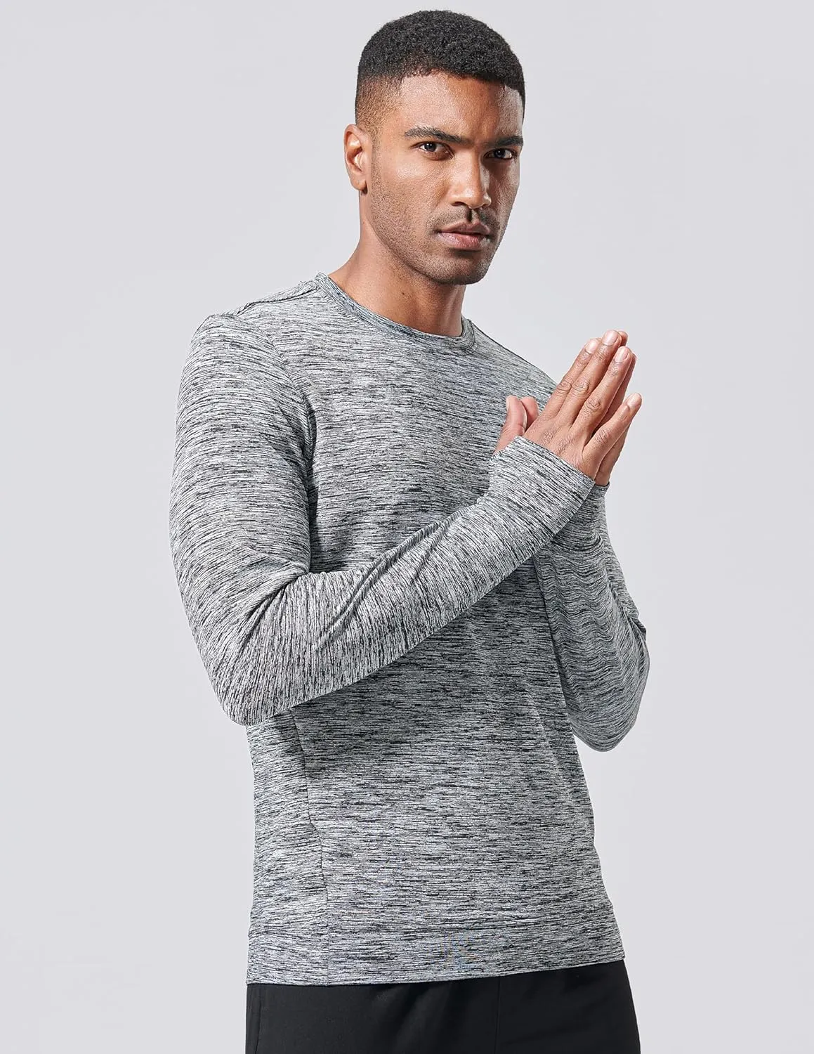 3-Pack Thermal Fleece Active Long Sleeve Shirts for Men, Athletic Crewneck Pullover Sweatshirts