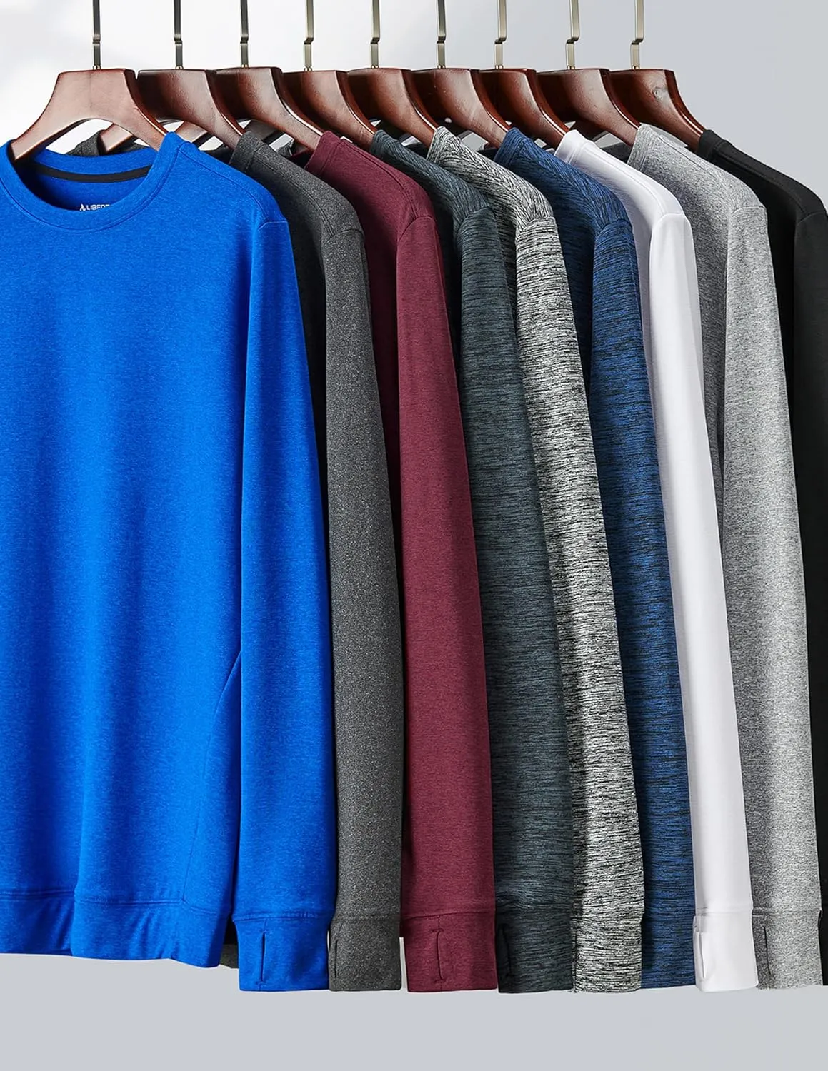 3-Pack Thermal Fleece Active Long Sleeve Shirts for Men, Athletic Crewneck Pullover Sweatshirts