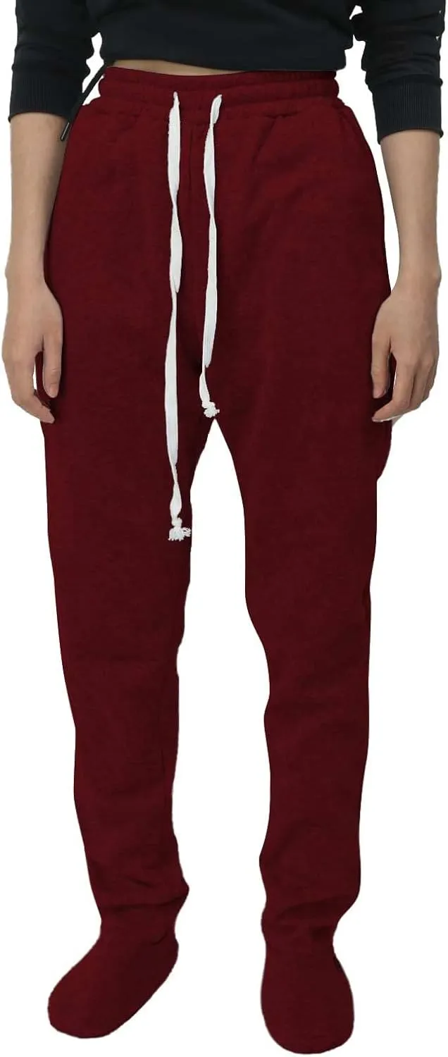 Adult Footed Sweatpants with Sherpa Fleece Lined Feet Soft and Warm Footing S-XXL