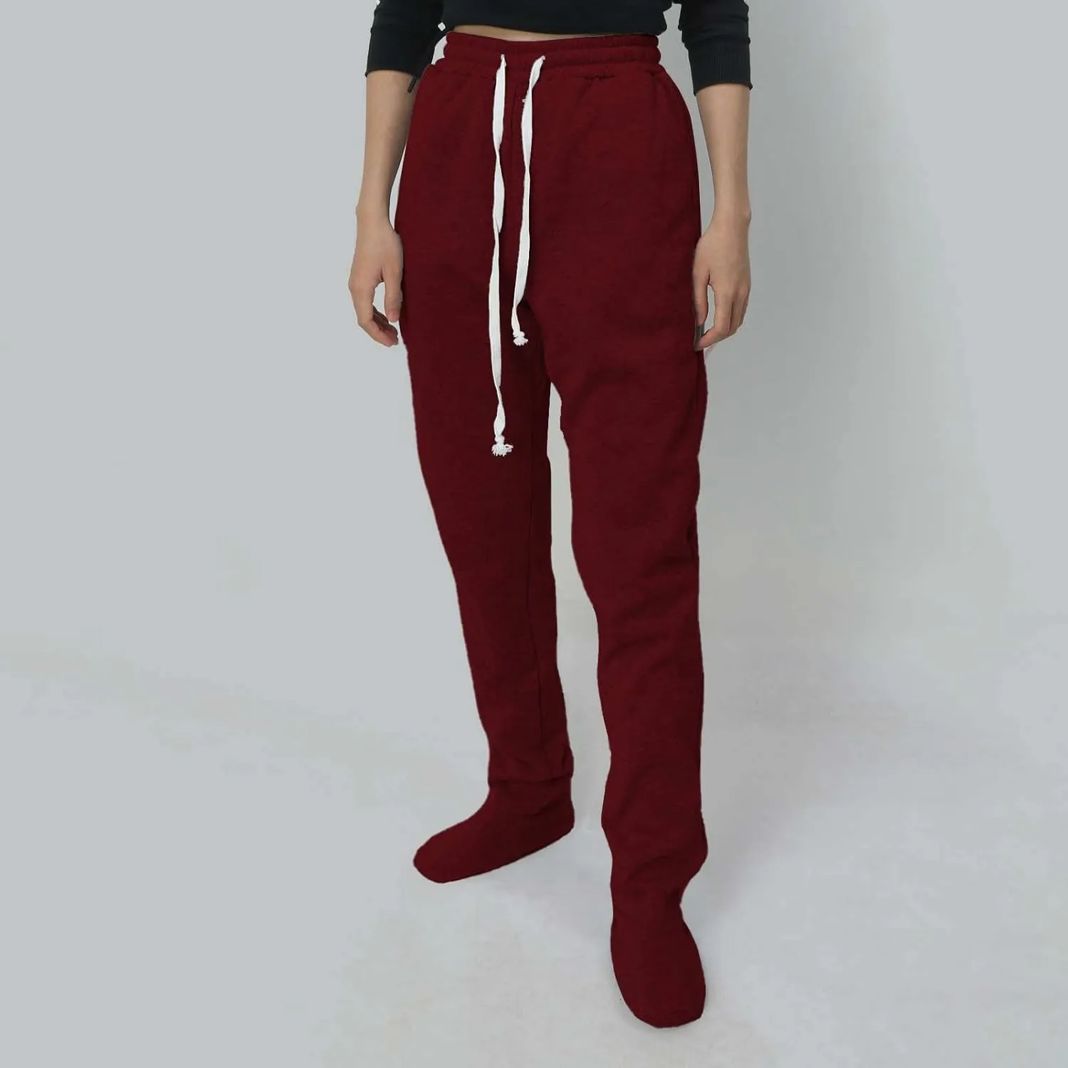 Adult Footed Sweatpants with Sherpa Fleece Lined Feet Soft and Warm Footing S-XXL