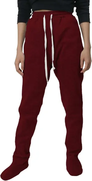 Adult Footed Sweatpants with Sherpa Fleece Lined Feet Soft and Warm Footing S-XXL