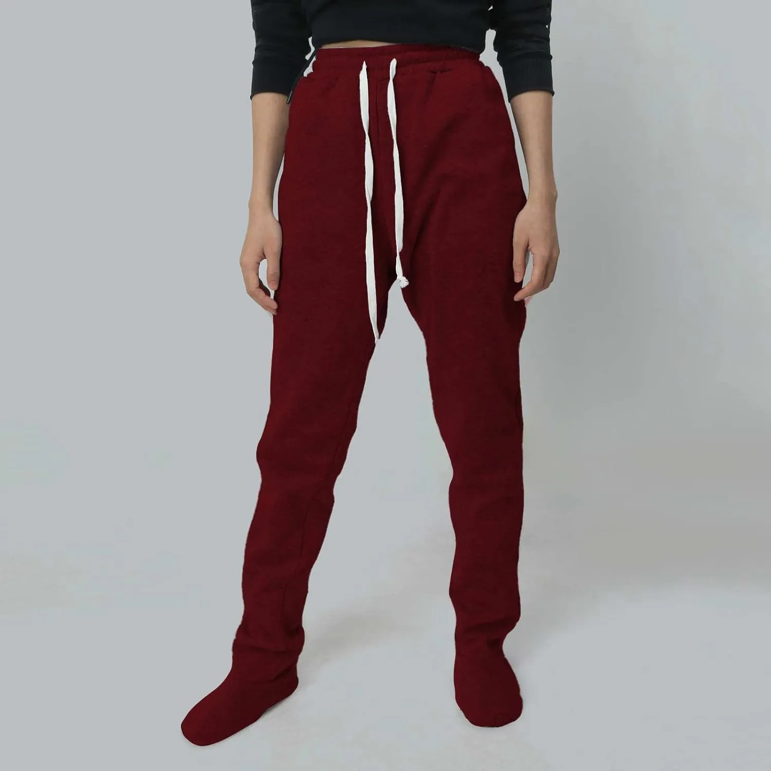 Adult Footed Sweatpants with Sherpa Fleece Lined Feet Soft and Warm Footing S-XXL