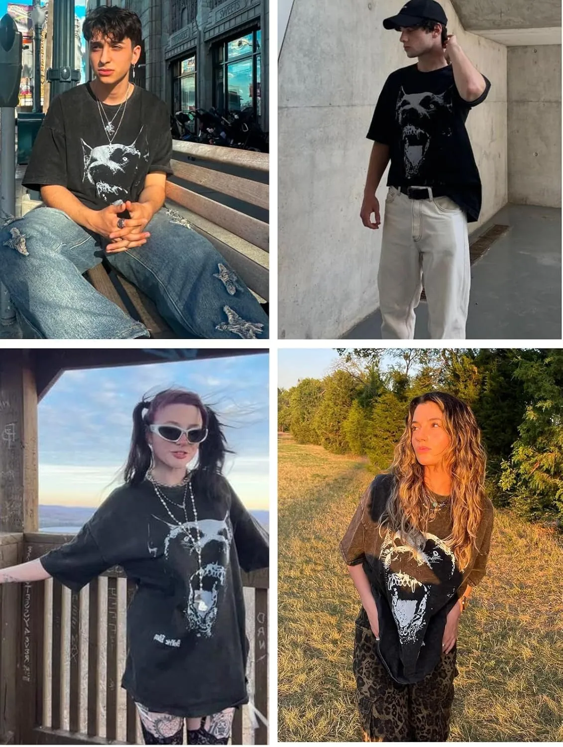Aelfric Eden Men Dog Graphic Tees Vintage Tees Oversized Streetwear T Shirts Unisex Casual Summer Tops