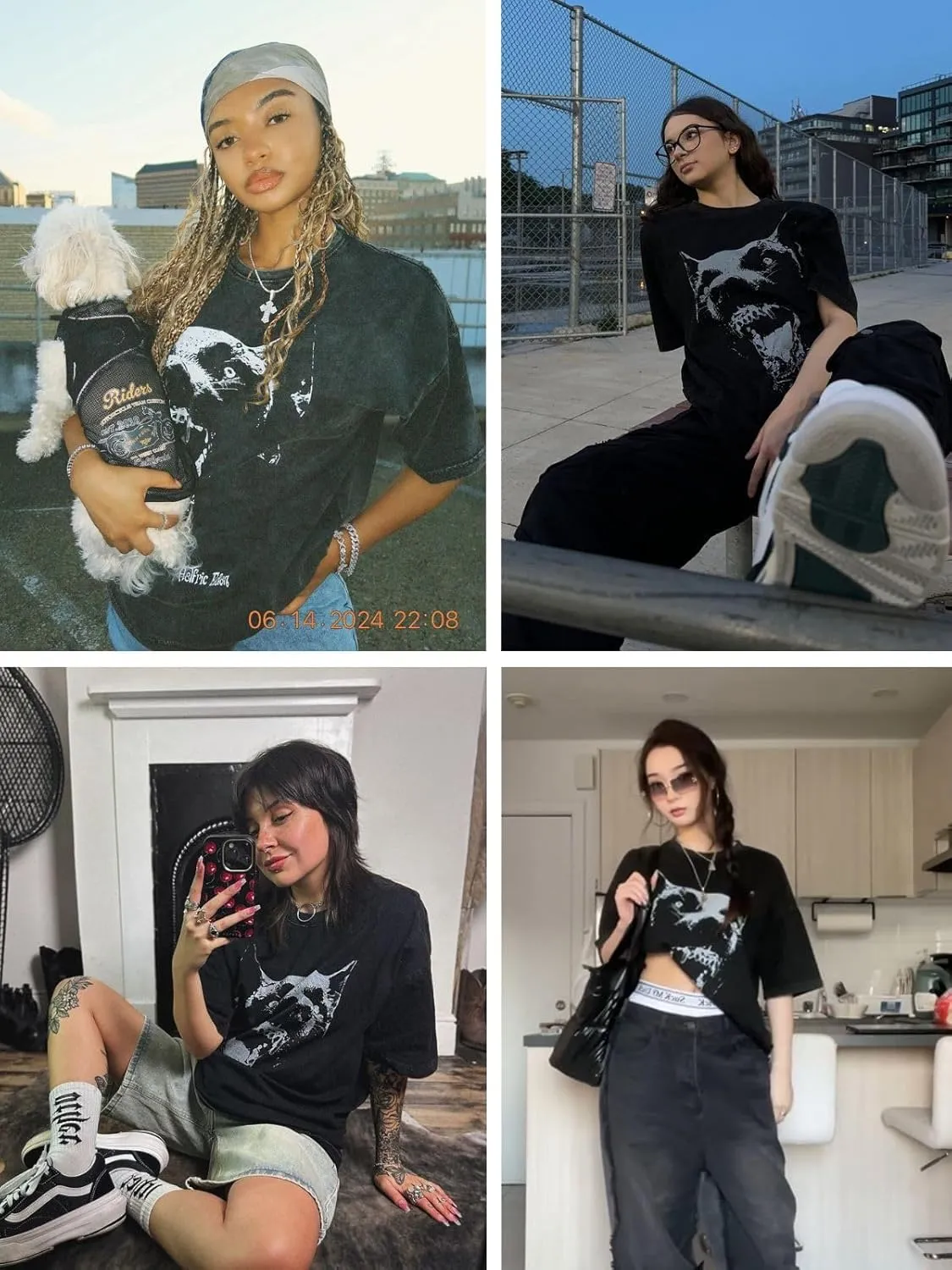 Aelfric Eden Men Dog Graphic Tees Vintage Tees Oversized Streetwear T Shirts Unisex Casual Summer Tops