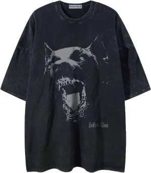 Aelfric Eden Men Dog Graphic Tees Vintage Tees Oversized Streetwear T Shirts Unisex Casual Summer Tops