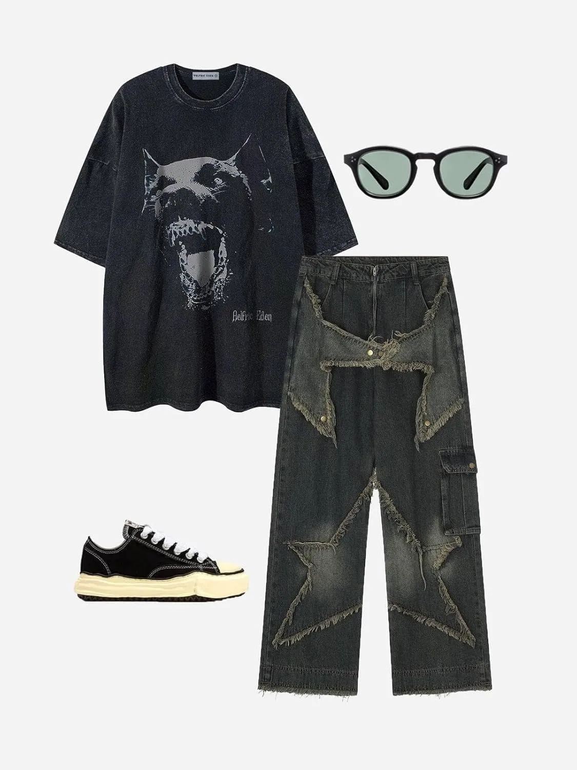 Aelfric Eden Men Dog Graphic Tees Vintage Tees Oversized Streetwear T Shirts Unisex Casual Summer Tops