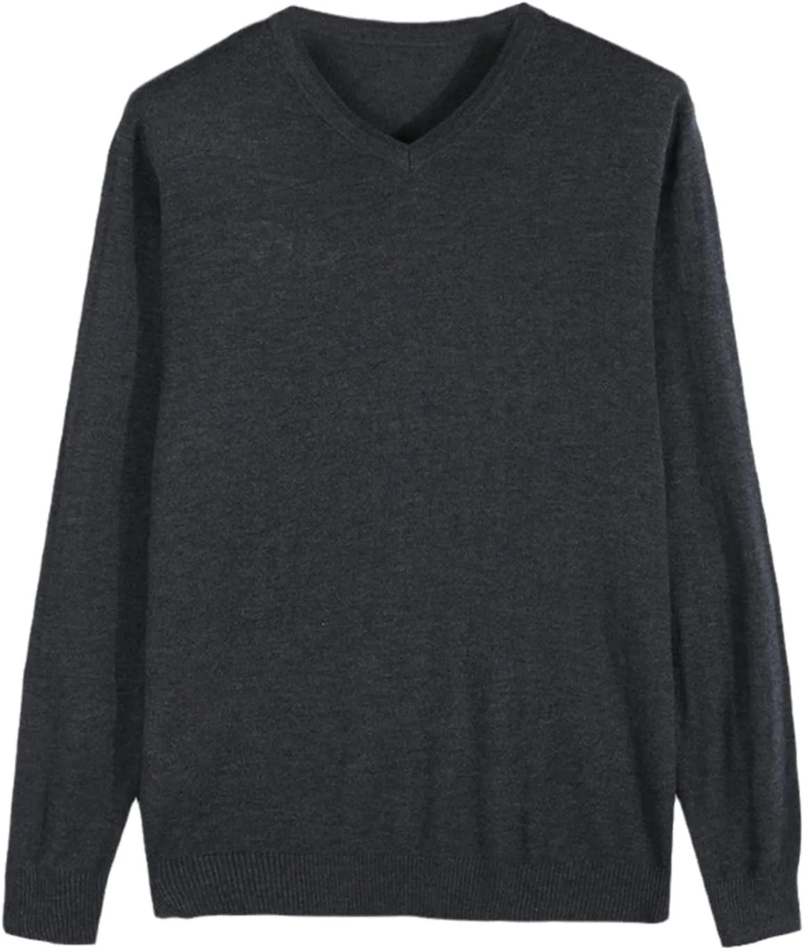 Autumn Men's Thin Knit Sweater Business Casual V-Neck Pullovers Classic Style Comfortable Slim Basic Sweater Dark Gray