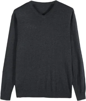 Autumn Men's Thin Knit Sweater Business Casual V-Neck Pullovers Classic Style Comfortable Slim Basic Sweater Dark Gray