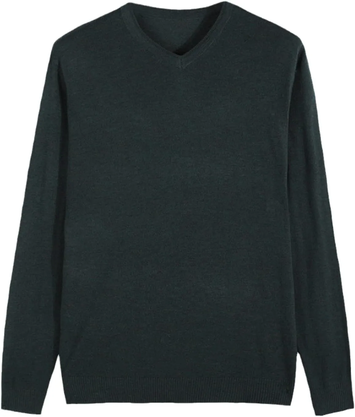 Autumn Men's Thin Knit Sweater Business Casual V-Neck Pullovers Classic Style Comfortable Slim Basic Sweater Green