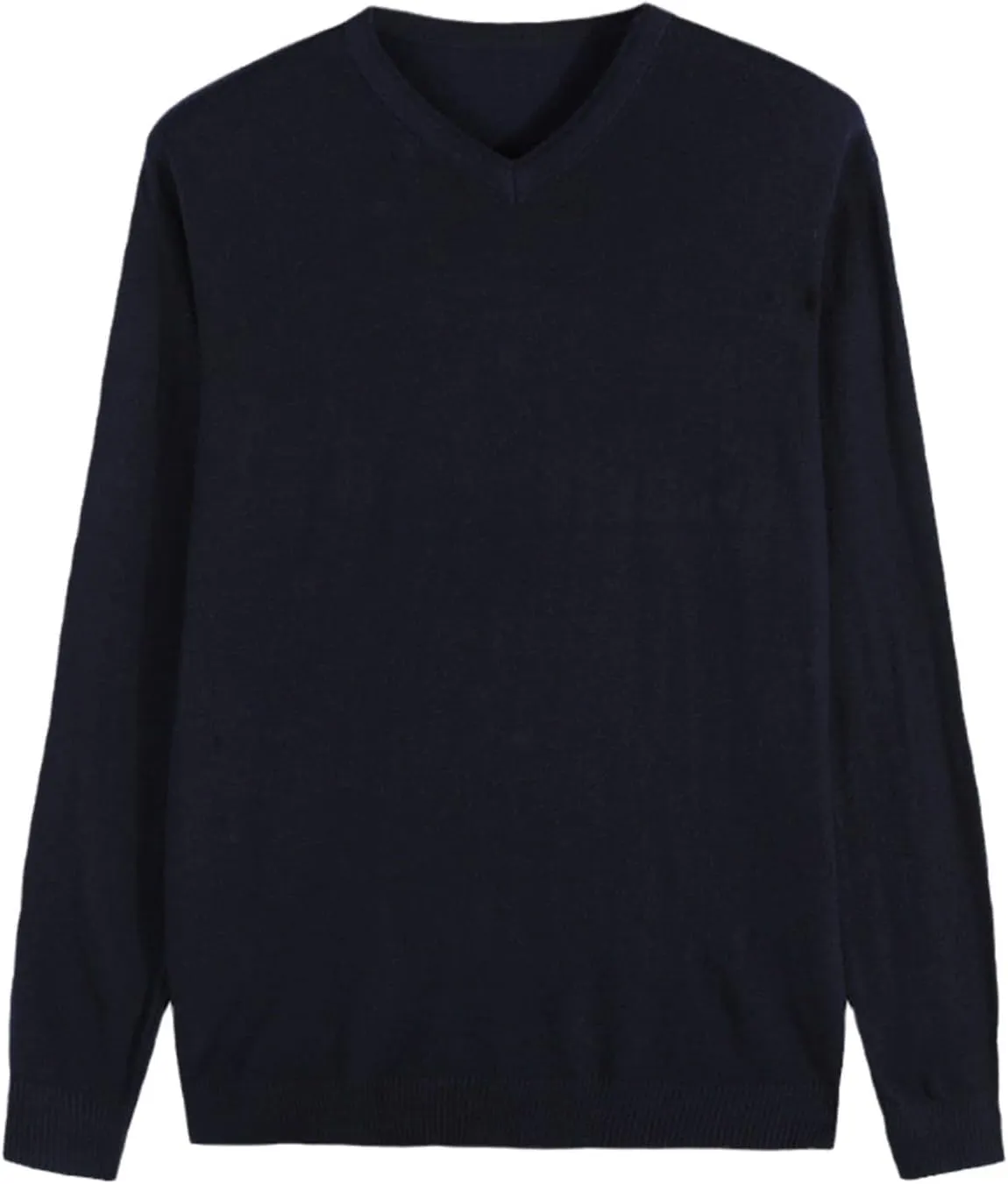 Autumn Men's Thin Knit Sweater Business Casual V-Neck Pullovers Classic Style Comfortable Slim Basic Sweater Navy Blue