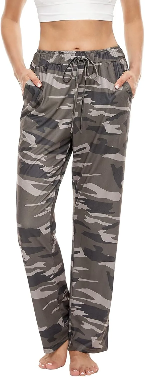 BATHRINS Womens Comfy Lounge Pants Loose Yoga Pants Drawstring Soft Pajama Pants with Pockets