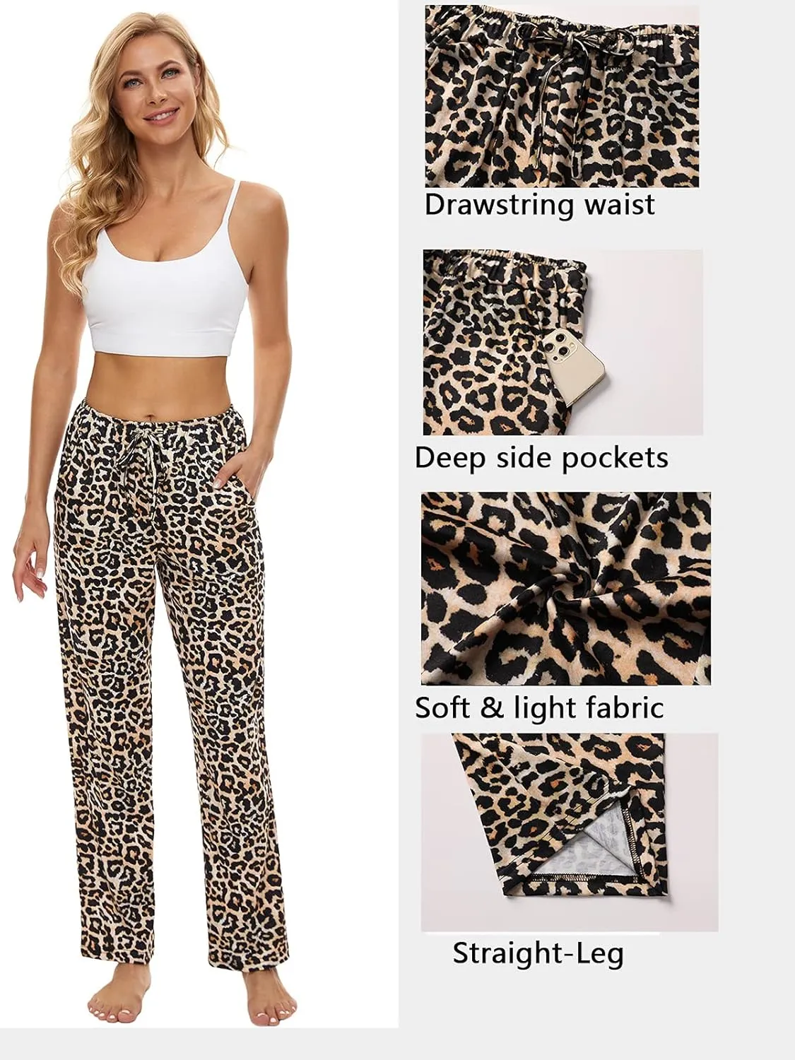 BATHRINS Womens Comfy Lounge Pants Loose Yoga Pants Drawstring Soft Pajama Pants with Pockets