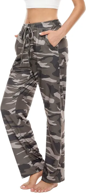 BATHRINS Womens Comfy Lounge Pants Loose Yoga Pants Drawstring Soft Pajama Pants with Pockets