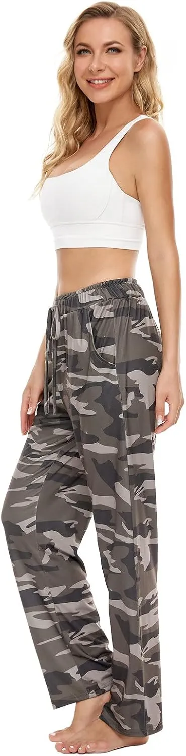 BATHRINS Womens Comfy Lounge Pants Loose Yoga Pants Drawstring Soft Pajama Pants with Pockets