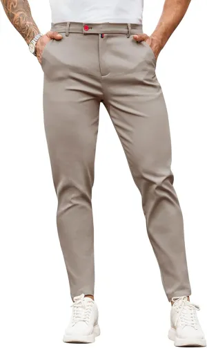 Beotyshow Mens Dress Pants Slim Fit Casual Formal Skinny Stretch Business Pant Golf Pants
