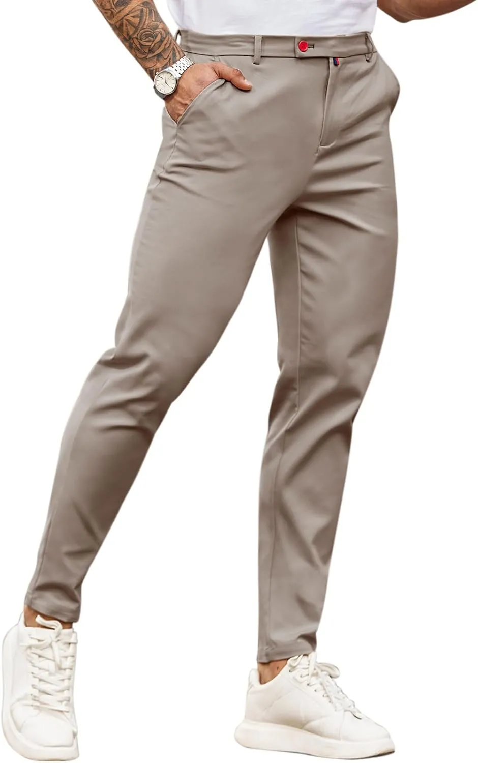 Beotyshow Mens Dress Pants Slim Fit Casual Formal Skinny Stretch Business Pant Golf Pants