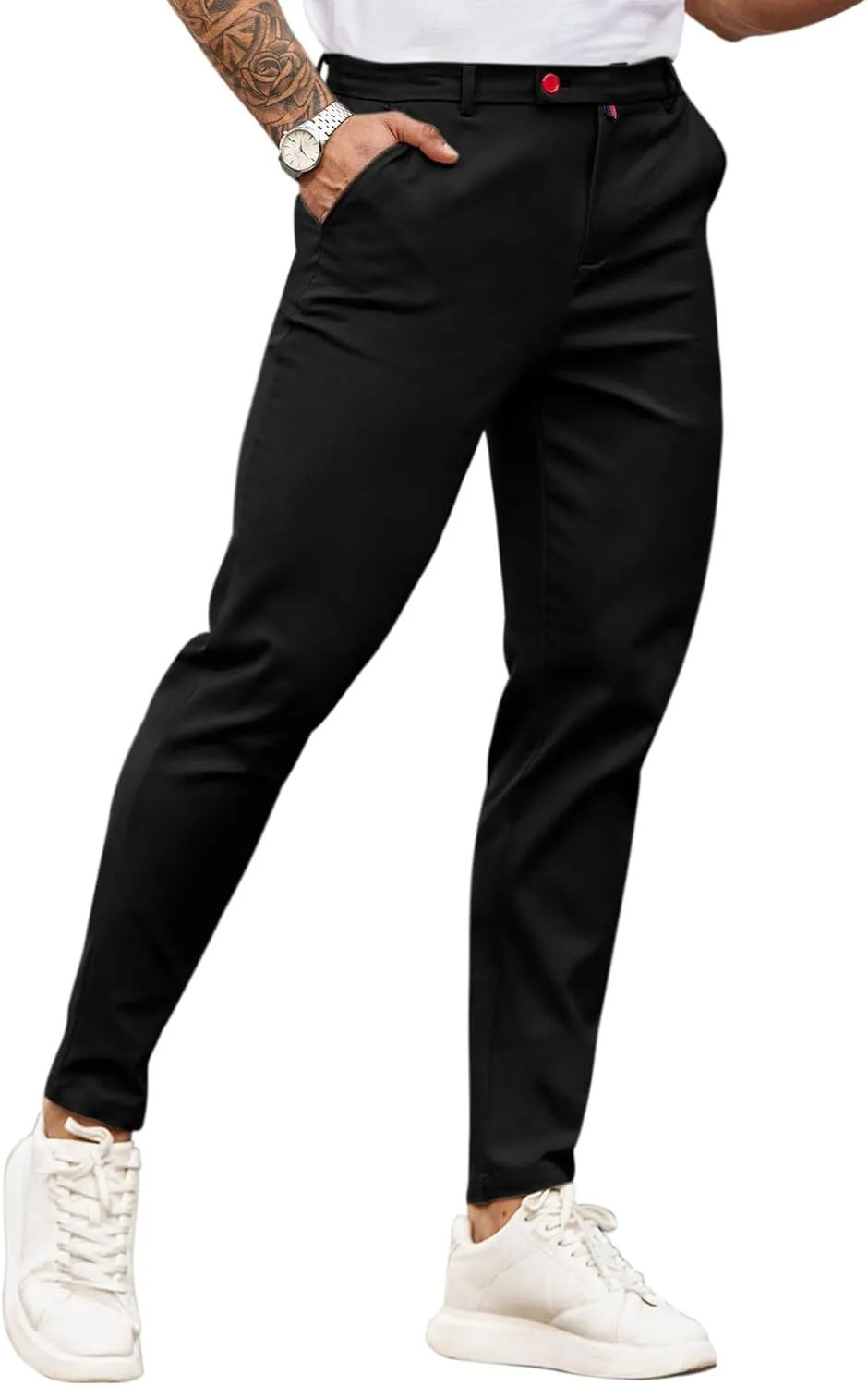 Beotyshow Mens Dress Pants Slim Fit Casual Formal Skinny Stretch Business Pant Golf Pants