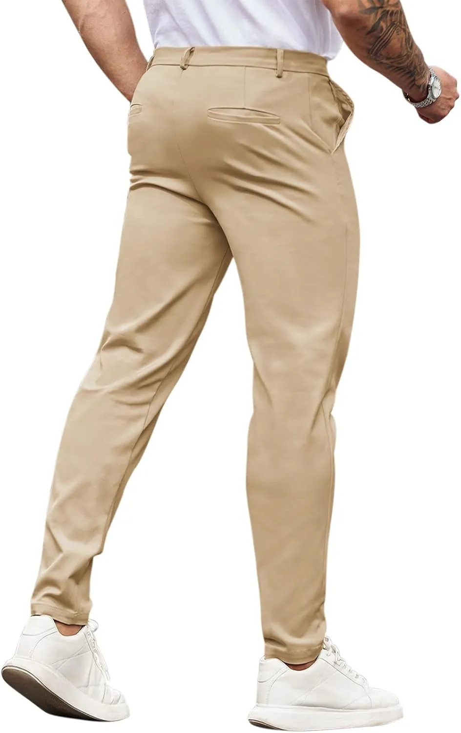 Beotyshow Mens Dress Pants Slim Fit Casual Formal Skinny Stretch Business Pant Golf Pants