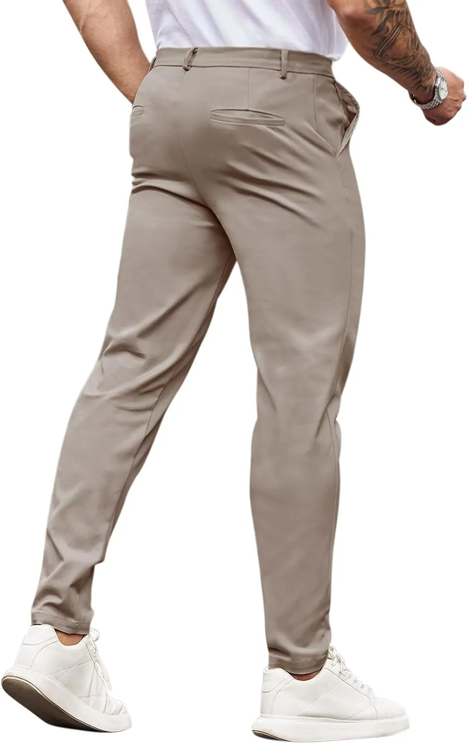 Beotyshow Mens Dress Pants Slim Fit Casual Formal Skinny Stretch Business Pant Golf Pants
