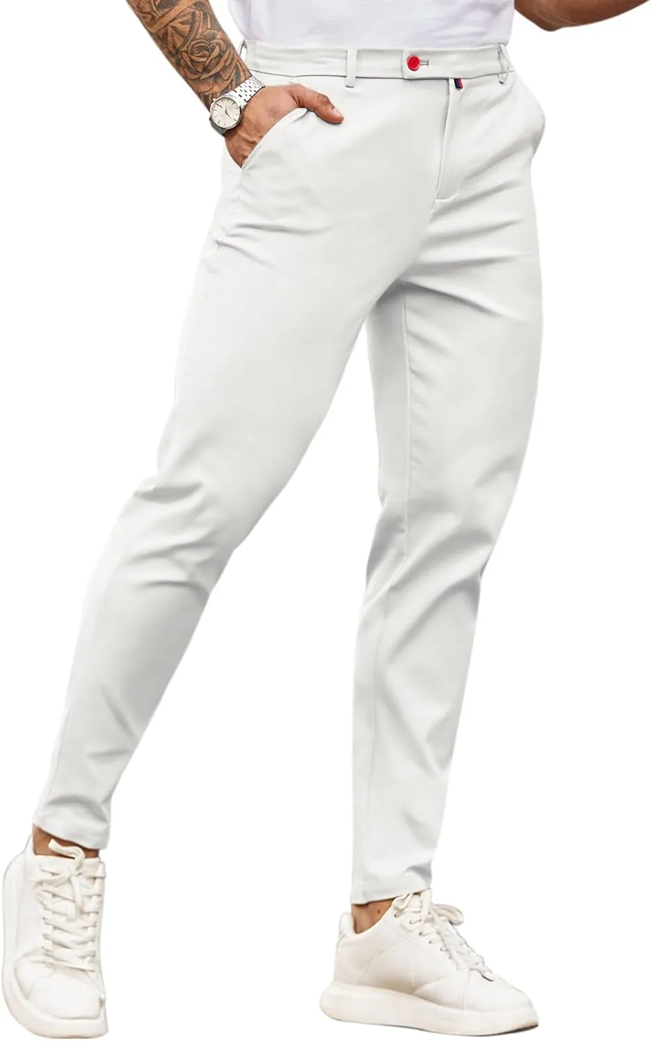 Beotyshow Mens Dress Pants Slim Fit Casual Formal Skinny Stretch Business Pant Golf Pants