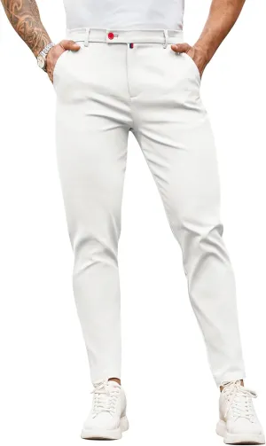 Beotyshow Mens Dress Pants Slim Fit Casual Formal Skinny Stretch Business Pant Golf Pants