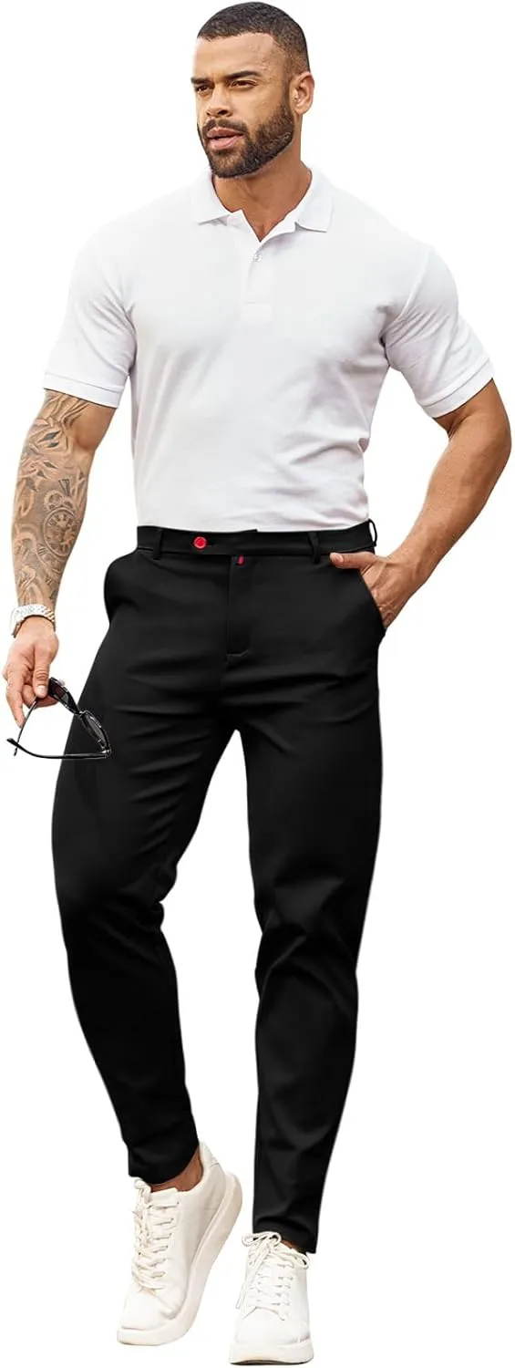 Beotyshow Mens Dress Pants Slim Fit Casual Formal Skinny Stretch Business Pant Golf Pants