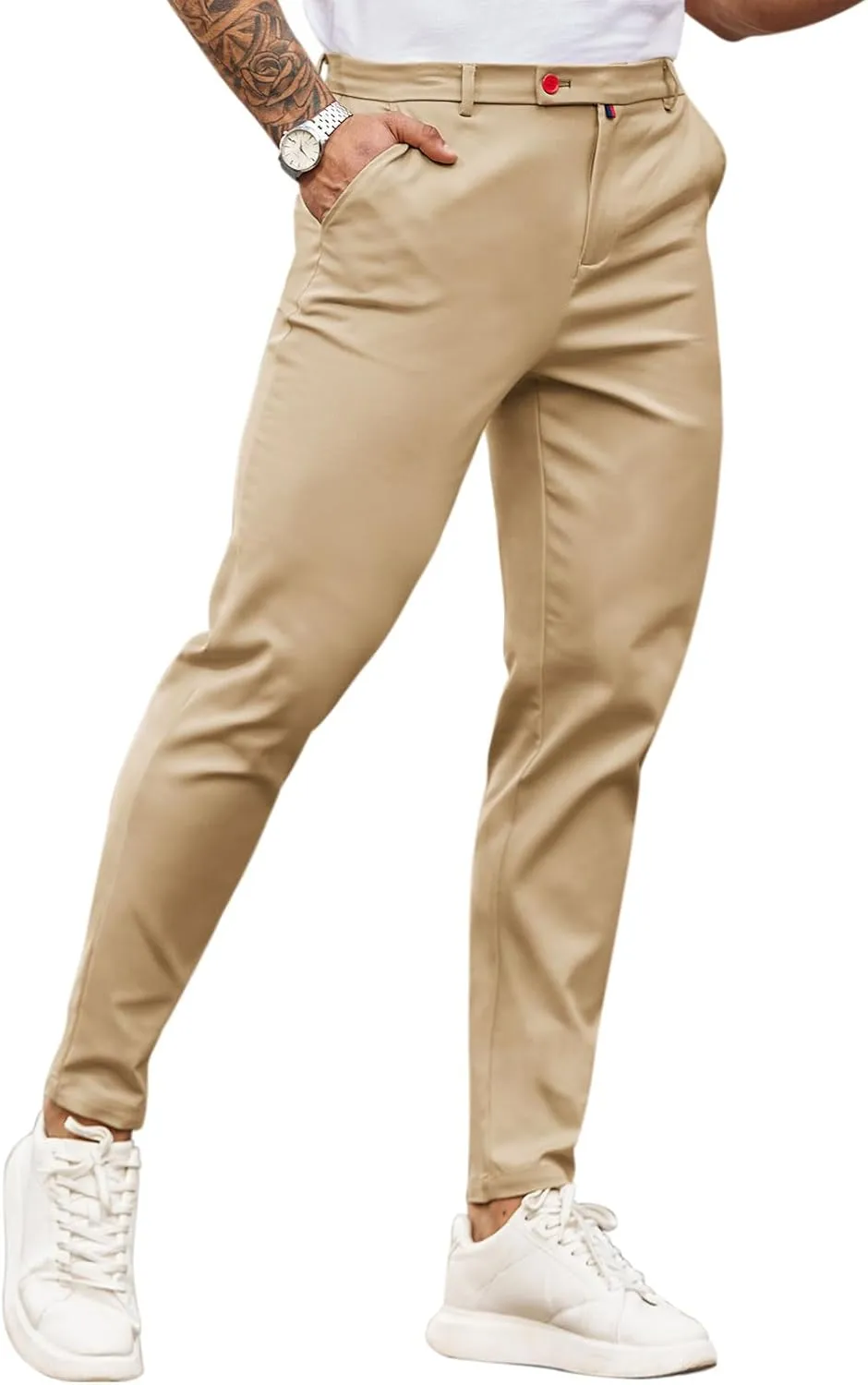 Beotyshow Mens Dress Pants Slim Fit Casual Formal Skinny Stretch Business Pant Golf Pants