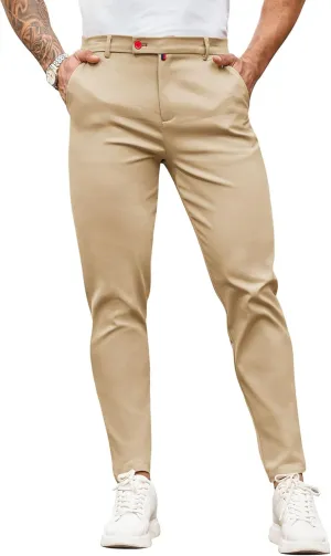Beotyshow Mens Dress Pants Slim Fit Casual Formal Skinny Stretch Business Pant Golf Pants