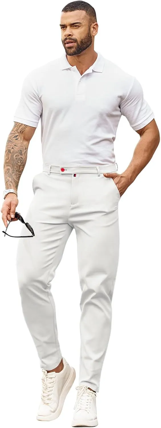 Beotyshow Mens Dress Pants Slim Fit Casual Formal Skinny Stretch Business Pant Golf Pants