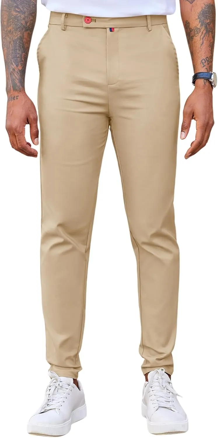 Beotyshow Men's Dress Pants Slim Fit Casual Trendy 2025 Formal Skinny Athletic Stretch Business Pant