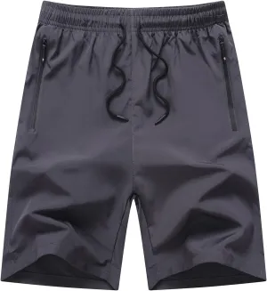 Boys Running Shorts Quick Dry Lightweight Athletic Shorts with Zipper Pockets for Workout Gym Training Outdoor