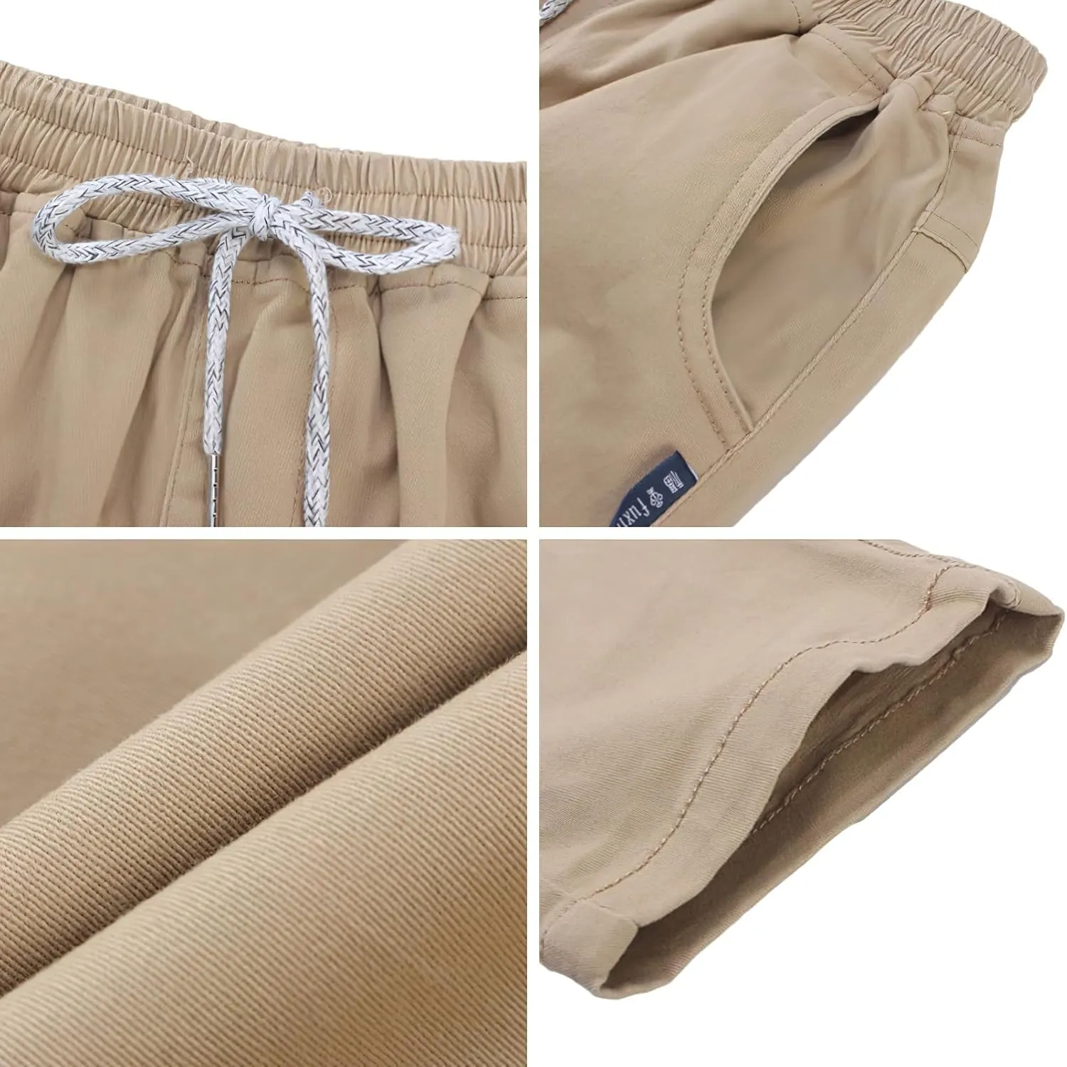 Boys' School Chino Pants Kid Formal Casual Twill Trousers Elastic Waist