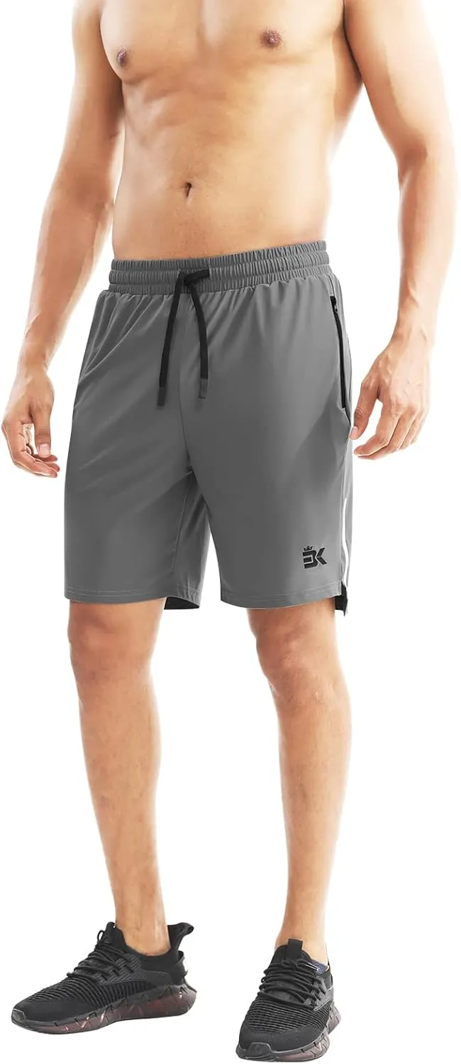 BROKIG Men's Lightweight Athletic Shorts 7 inch, Quick Dry Running Gym Workout Shorts for Men with Zip Pockets