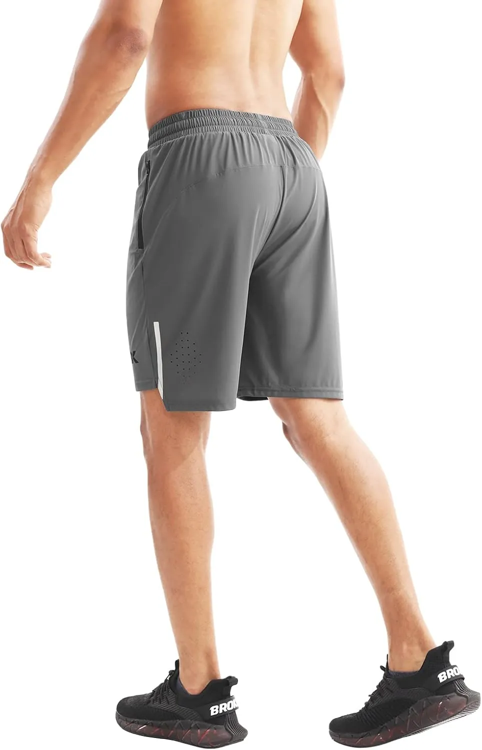 BROKIG Men's Lightweight Athletic Shorts 7 inch, Quick Dry Running Gym Workout Shorts for Men with Zip Pockets