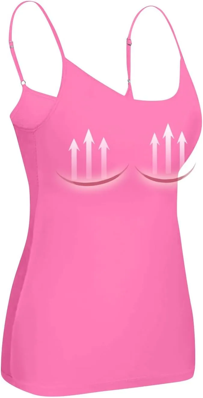 Camisole Tops for Women Built in Bra Adjustable Spaghetti Strap Workout Yoga Shirts Basic Tank Tops Layer Padded Bra