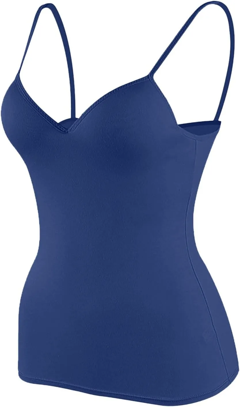Camisole Tops for Women Built in Bra Slim Strap Ribbed Shelf Bra Tank Tops Athletic Yoga Padded Cami