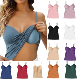 Camisole Tops for Women Built in Bra Slim Strap Ribbed Shelf Bra Tank Tops Athletic Yoga Padded Cami