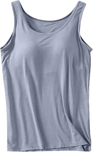 Camisole Tops for Women Cotton Adjustable Straps Stretch Tank Tops with Built-in Padded Bra Yoga Shirts