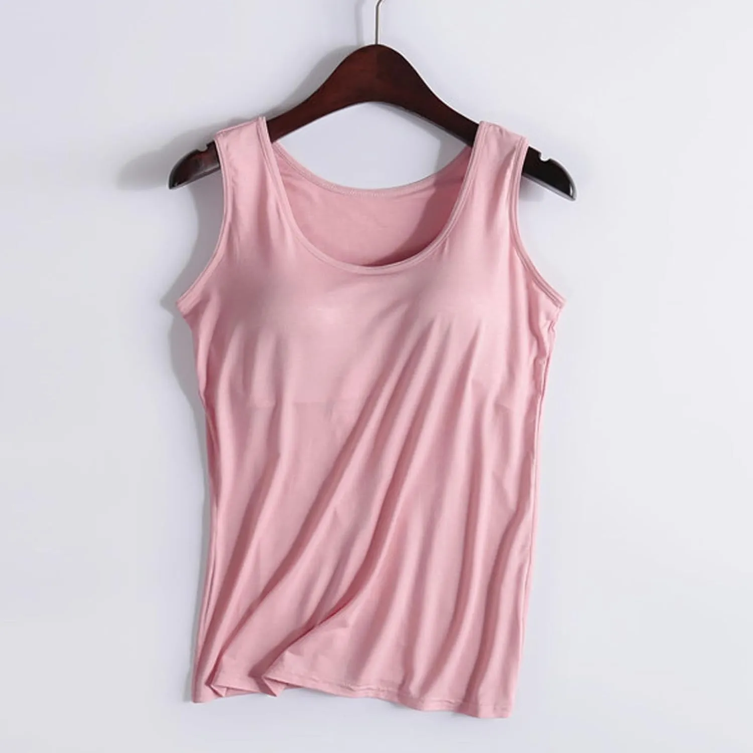Camisole Tops for Women Summer Spaghetti Strap Basic Padded Tank Top with Built in Bra Workout Yoga Shirts