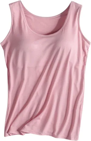 Camisole Tops for Women Summer Spaghetti Strap Basic Padded Tank Top with Built in Bra Workout Yoga Shirts