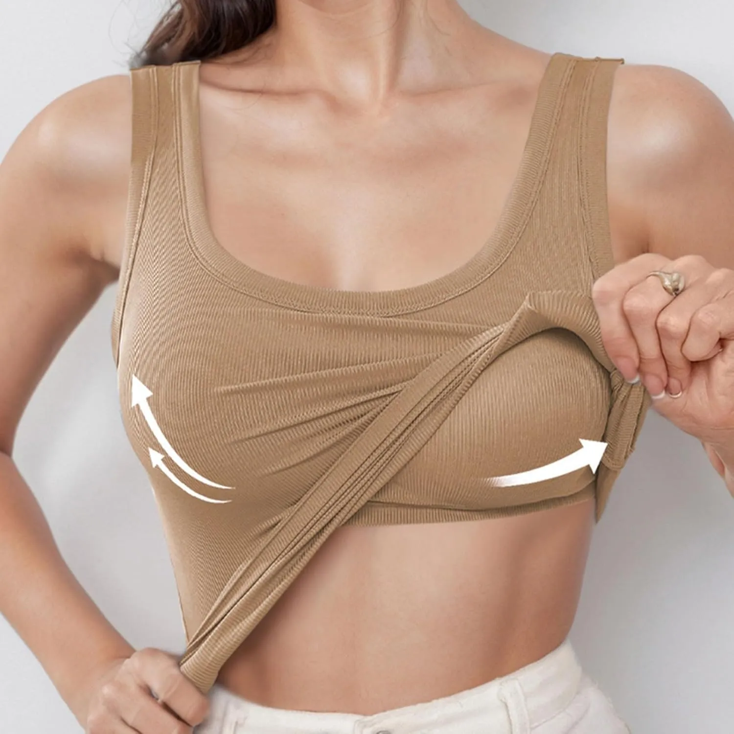 Camisole Tops for Women with Built in Bra Summer Casual Sleeveless Wide Strap Yoga Cami Quick Dry Workout Padded Top