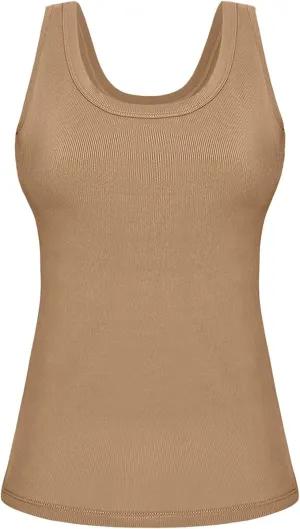 Camisole Tops for Women with Built in Bra Summer Casual Sleeveless Wide Strap Yoga Cami Quick Dry Workout Padded Top