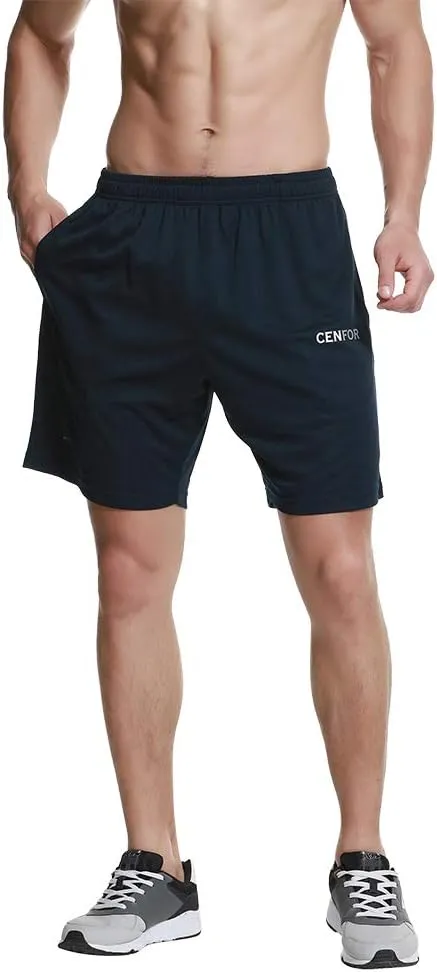 CENFOR Men's 7" Athletic Workout Shorts with Pockets Drawstring Quick Dry Breathable Active Training Shorts
