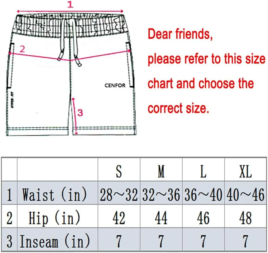 CENFOR Men's 7" Athletic Workout Shorts with Pockets Drawstring Quick Dry Breathable Active Training Shorts