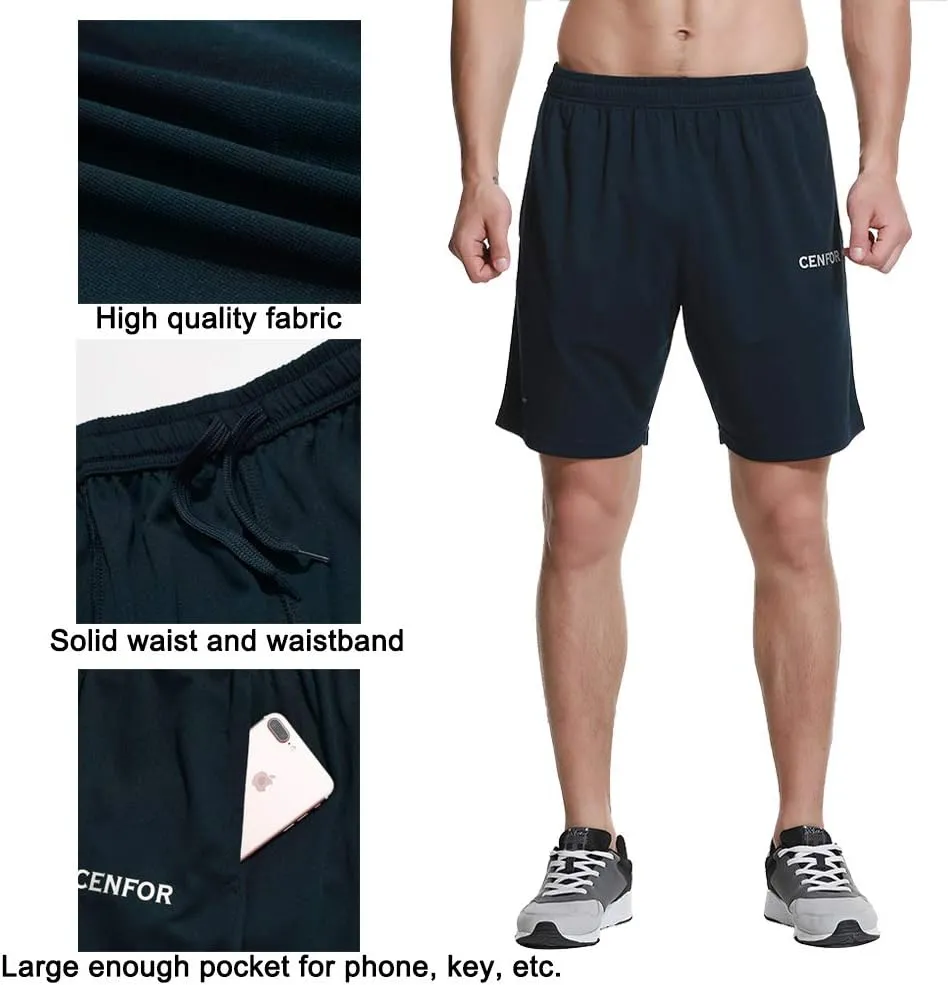 CENFOR Men's 7" Athletic Workout Shorts with Pockets Drawstring Quick Dry Breathable Active Training Shorts