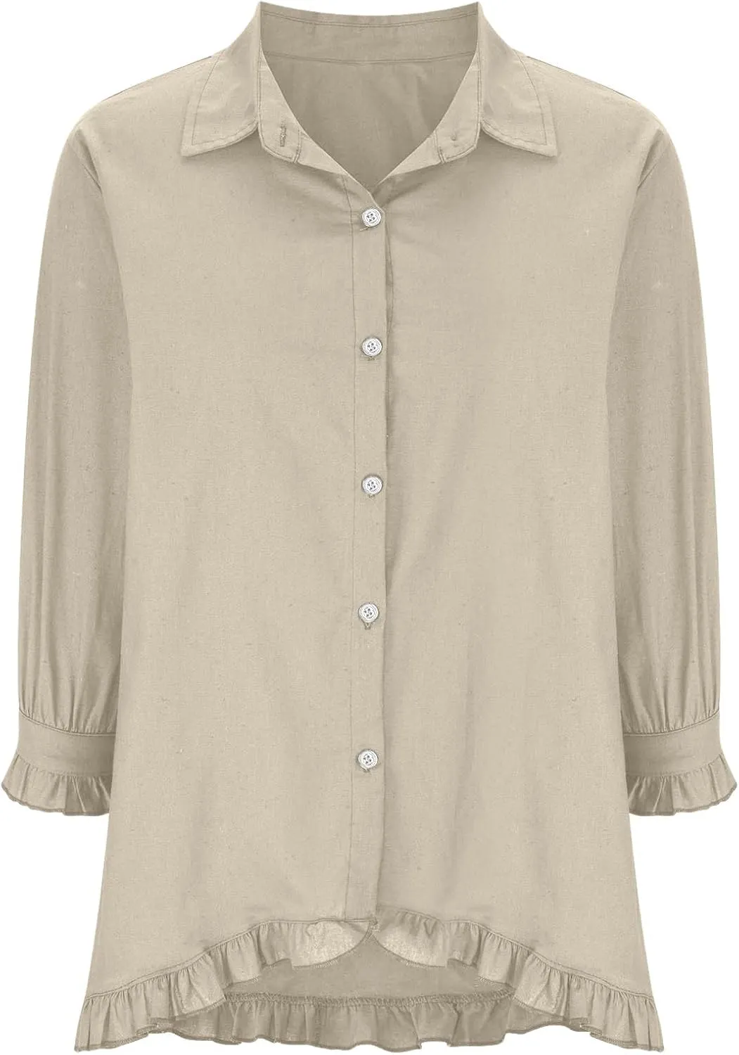 Cotton Linen Tops for Women Plus Size 3/4 Sleeve Shirt Boho Loose fit Tunic Loose Fit Summer Work Oversized Blouse