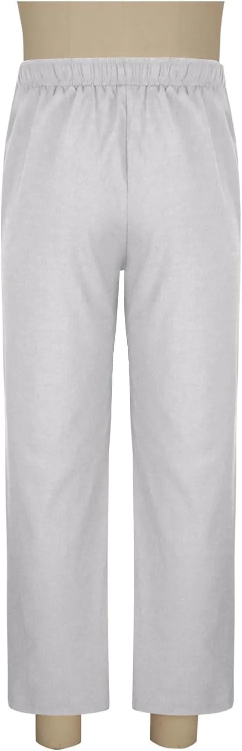 Cotton Linen Trousers for Men Trendy Elastic Drawstring Waist Pants Solid Casual Pant Summer Beach Vacation Clothing
