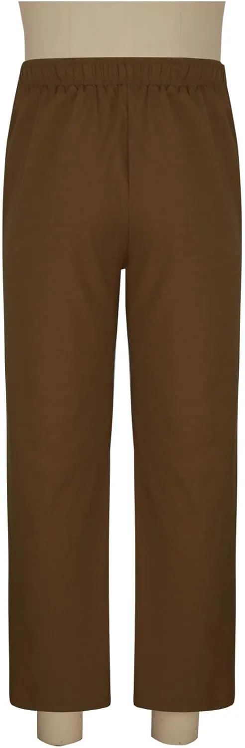 Cotton Linen Trousers for Men Trendy Elastic Drawstring Waist Pants Solid Casual Pant Summer Beach Vacation Clothing