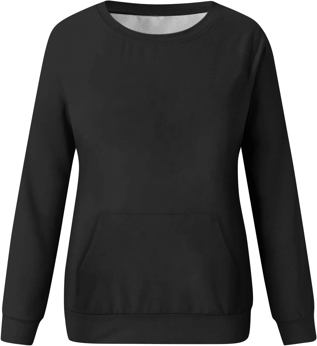 Crewneck Sweatshirt For Women,Womens Fall Long Sleeve Tops Casual Kangaroo Pocket Hoodies Loose Fit Sport Pullover