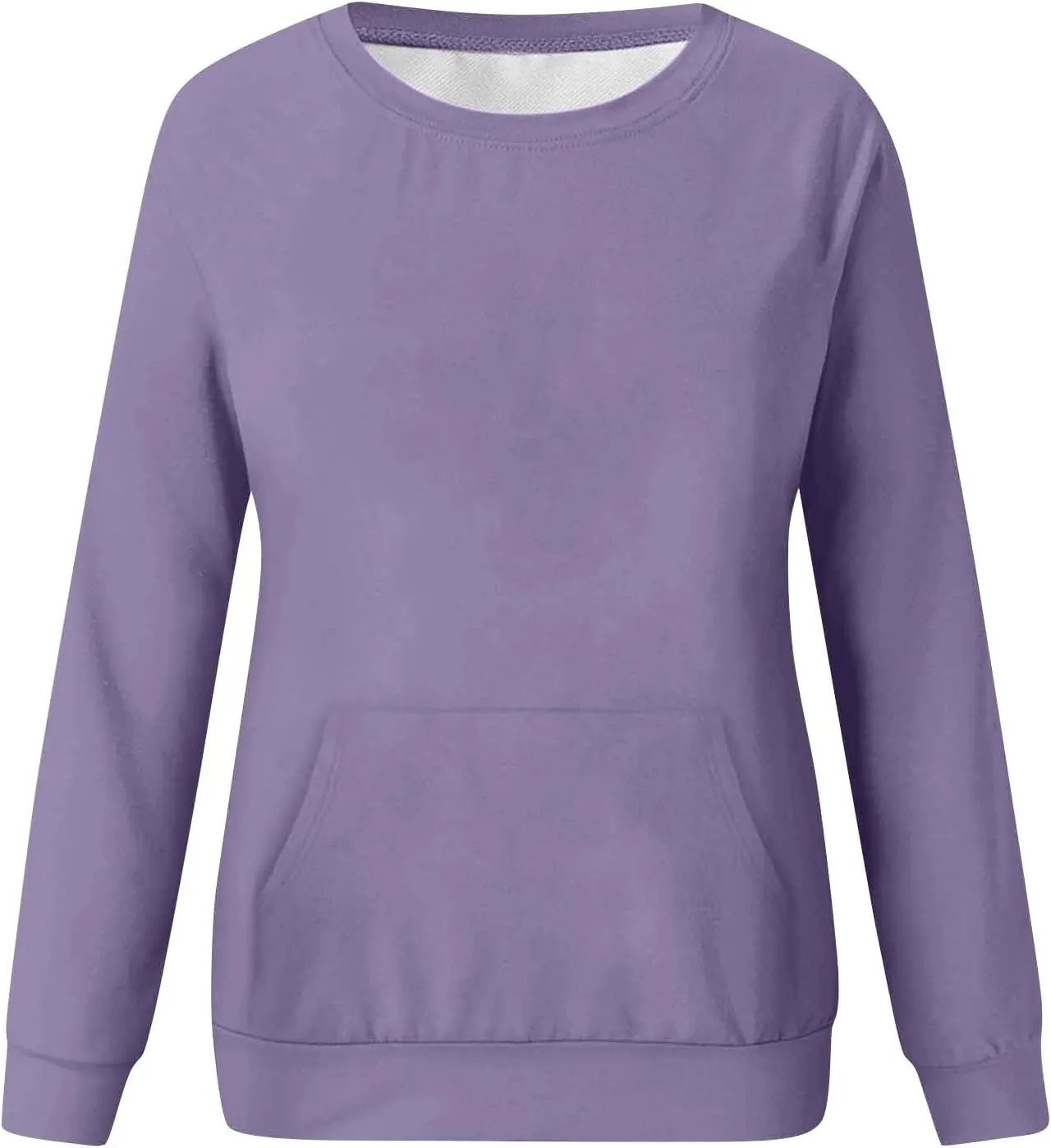 Crewneck Sweatshirt For Women,Womens Fall Long Sleeve Tops Casual Kangaroo Pocket Hoodies Loose Fit Sport Pullover